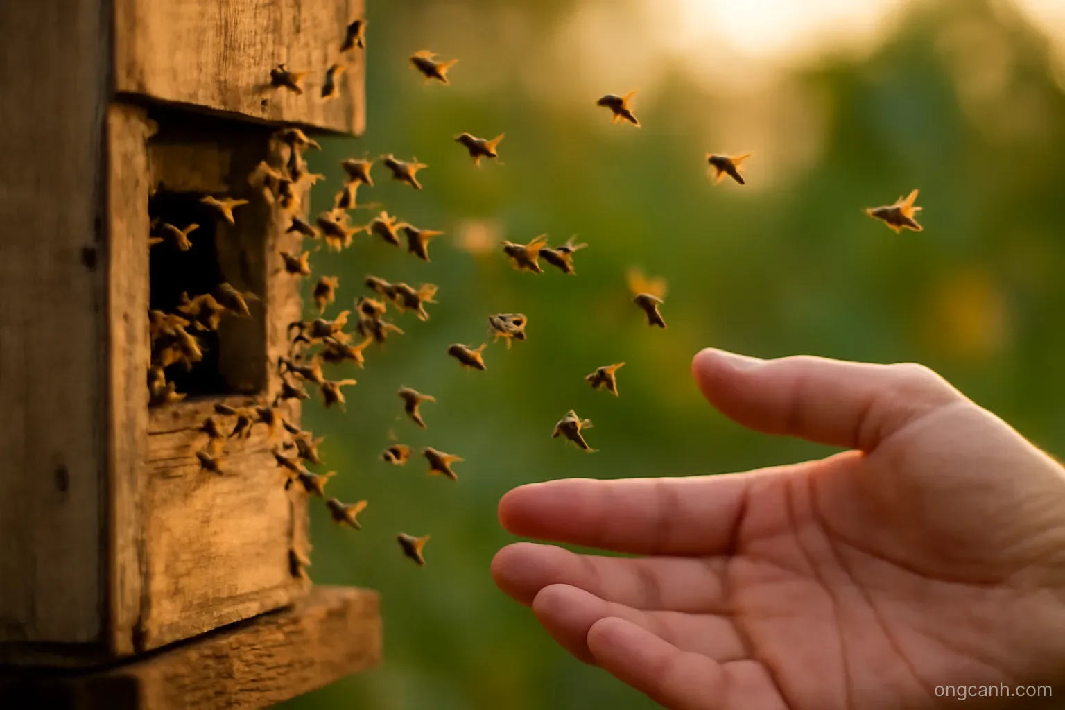 Ong dú bay quanh tổ rồi lâu mới vào buổi tối: dấu hiệu định hướng hay lo lắng